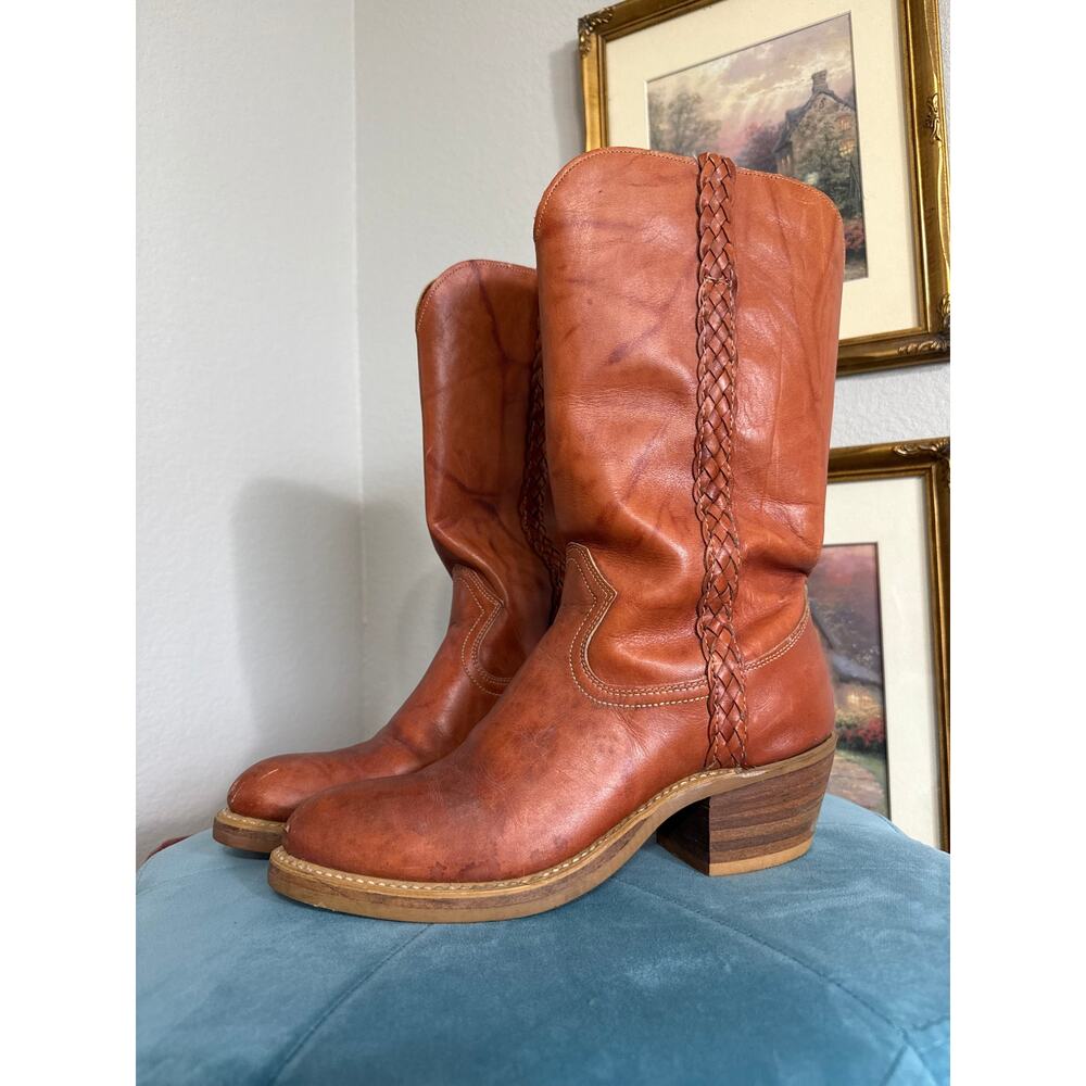 Vintage 70s Brown Leather Campus Boots